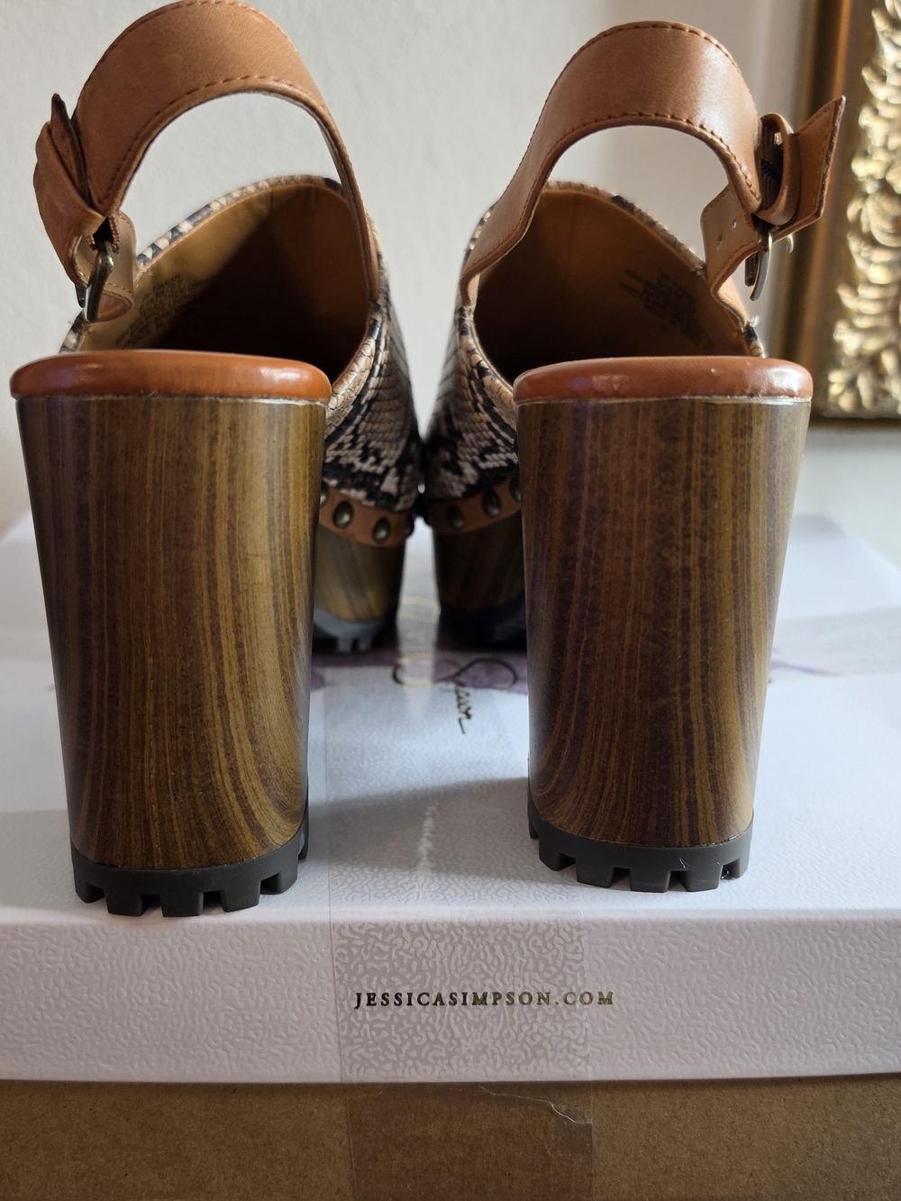 Jessica Simpson Tan Snake-Print Platform Clogs - Picture 5 of 8